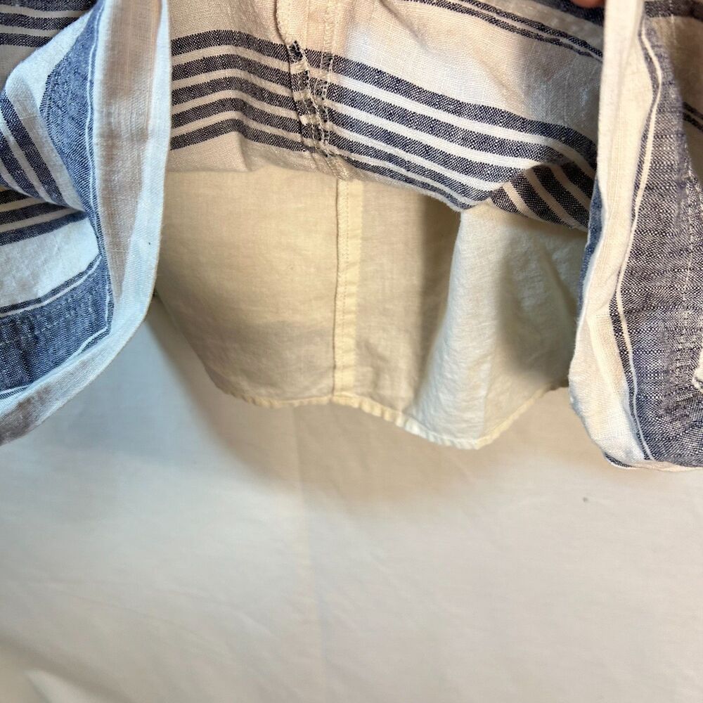 Madewell Women's Ivory Navy Striped Overlay Cross Back Sleeveless Dress Size 6 - Picture 8 of 16